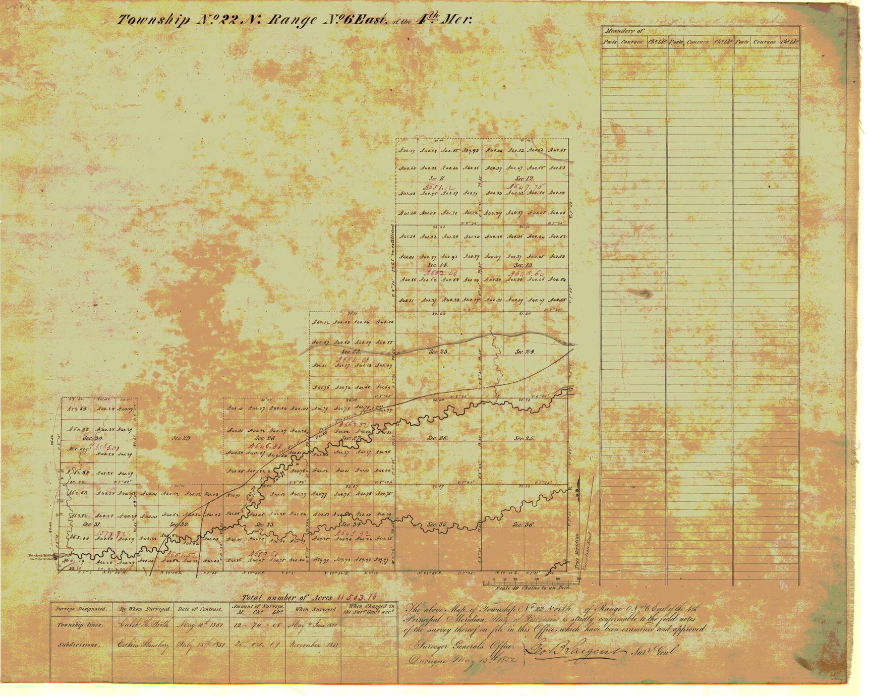 [Public Land Survey System map: Wisconsin Township 22 North, Range 06 East]