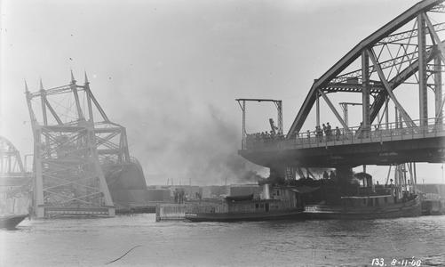 Wreck of Interstate Bridge by Steamer Troy