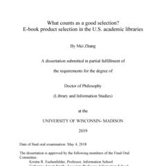 What counts as a good selection? E-book product selection in the U.S. academic libraries