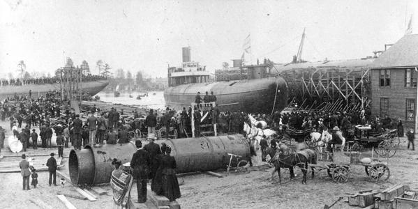 Launching C. W. Wetmore at McDougall Shipyards