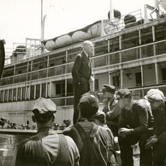 Charles C. West addressing shipyard workers