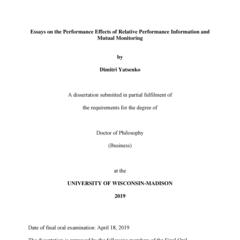 Essays on the Performance Effects of Relative Performance Information and Mutual Monitoring