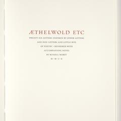 Aethelwold etc : twenty-six letters inspired by other letters and non-letters and little bits of poetry