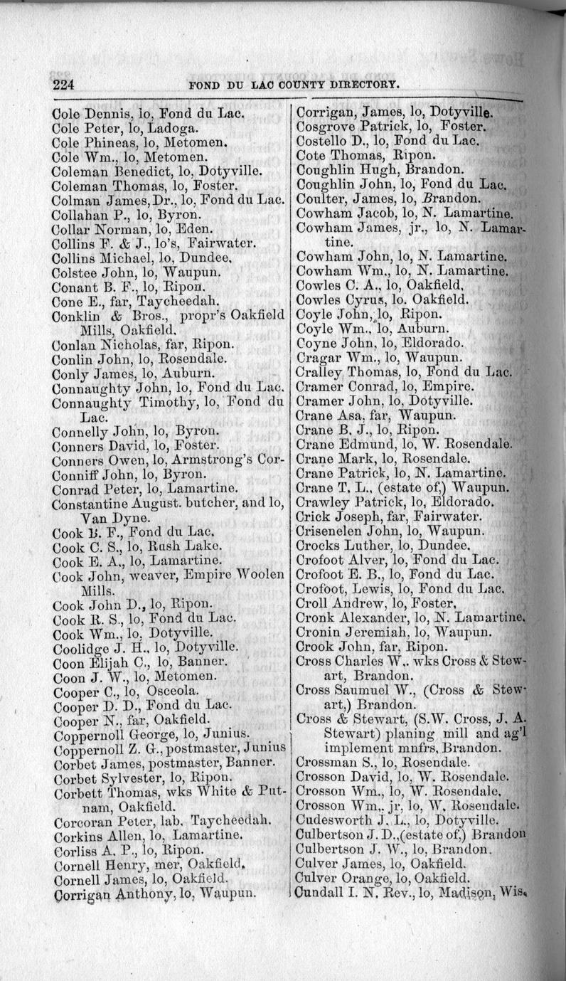 Fond du Lac County gazetteer Full view UWDC UWMadison Libraries