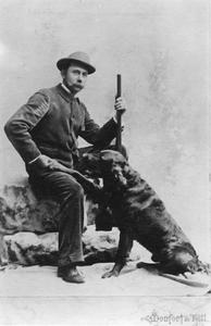 Carl Leopold (Aldo's father), and dog, 1890