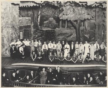 Haresfoot club cast on stage