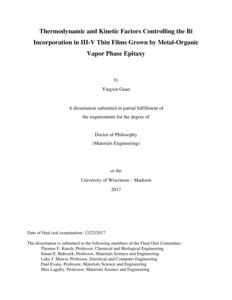 Thermodynamic and Kinetic Factors Controlling the Bi Incorporation in III-V Thin Films Grown by Metal-Organic Vapor Phase Epitaxy