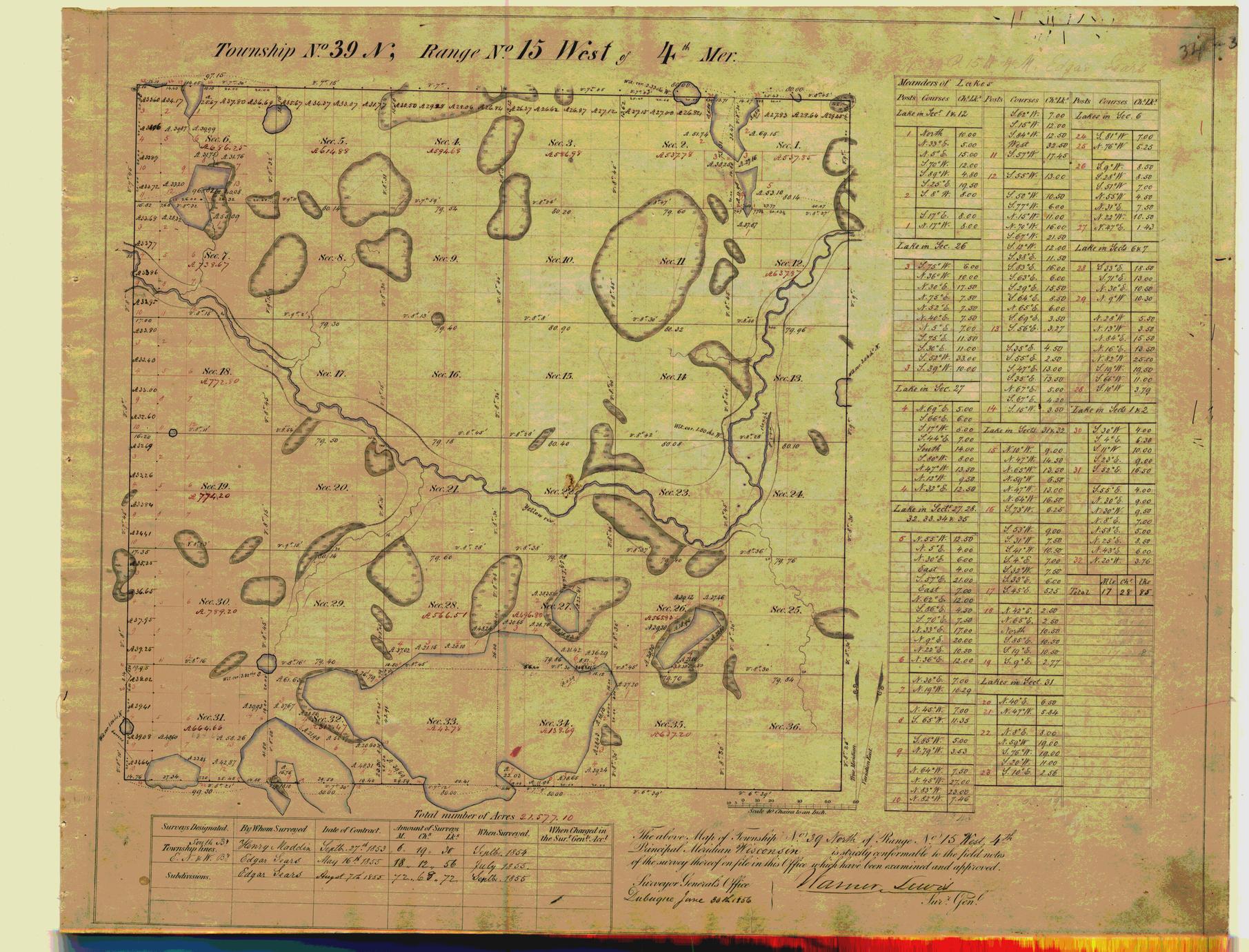 [Public Land Survey System map: Wisconsin Township 39 North, Range 15 West]