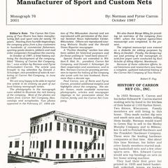 The Carron Net Company of Two Rivers, manufacturer of sport and custom nets