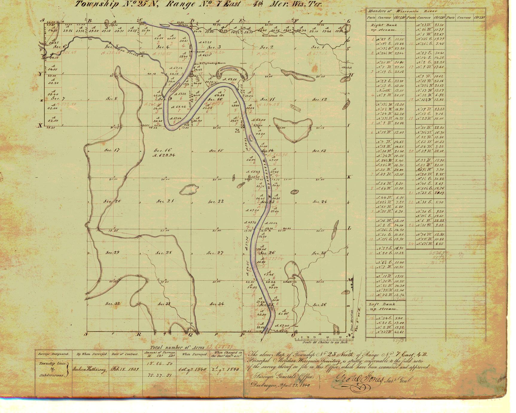 [Public Land Survey System map: Wisconsin Township 25 North, Range 07 East]