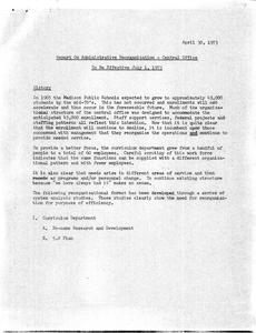 Report on administrative reorganization - central office, to be effective July 1, 1973