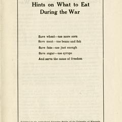 Hints on what to eat during the war