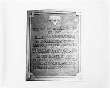 YMCA plaque honoring William F. Palmer