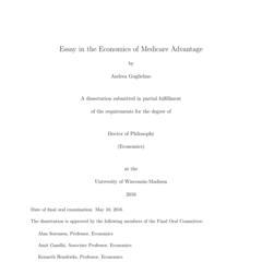 Essay in the Economics of Medicare Advantage