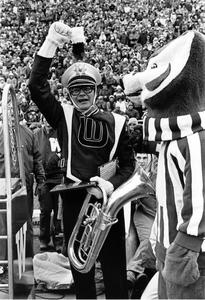 Bucky Badger with the band