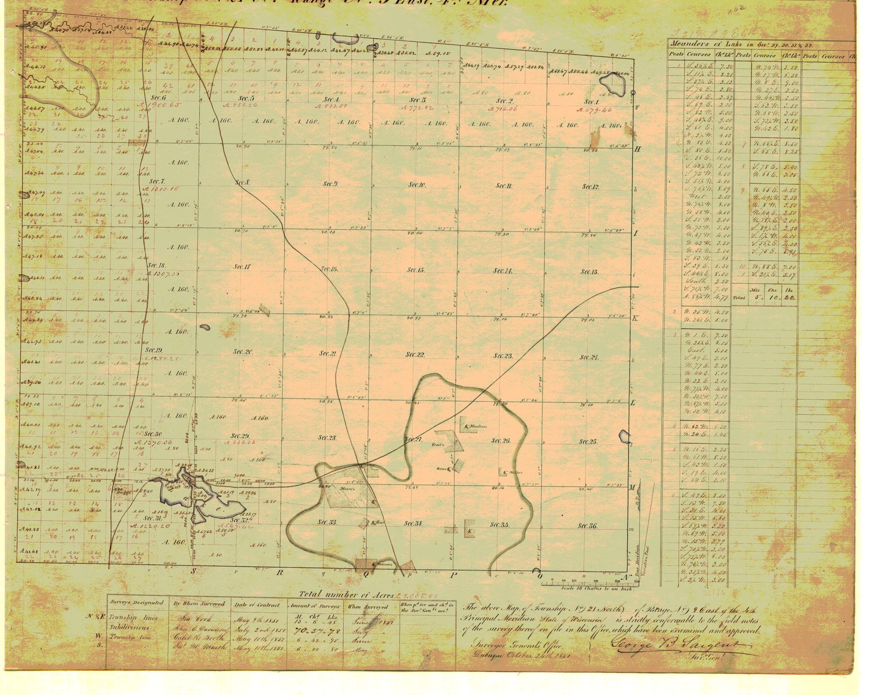 [Public Land Survey System map: Wisconsin Township 21 North, Range 09 East]