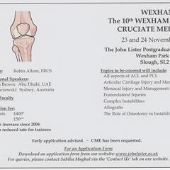 The 10th Wexham Park Cruciate Meeting advertisement