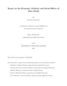 Essays on the Economic, Political, and Social Effects of Mass Media