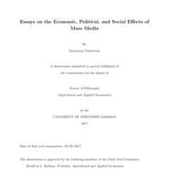 Essays on the Economic, Political, and Social Effects of Mass Media
