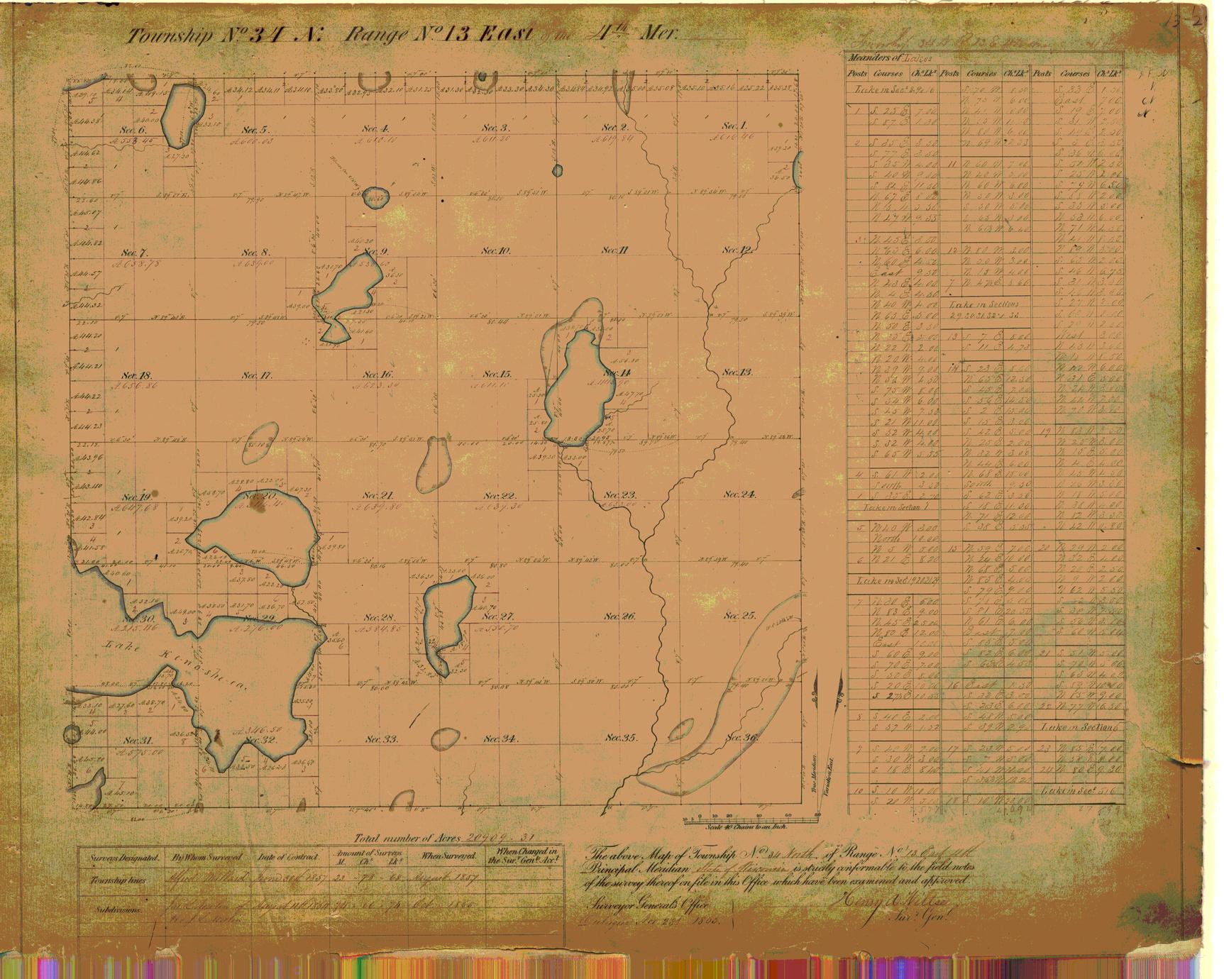 [Public Land Survey System map: Wisconsin Township 34 North, Range 13 East]