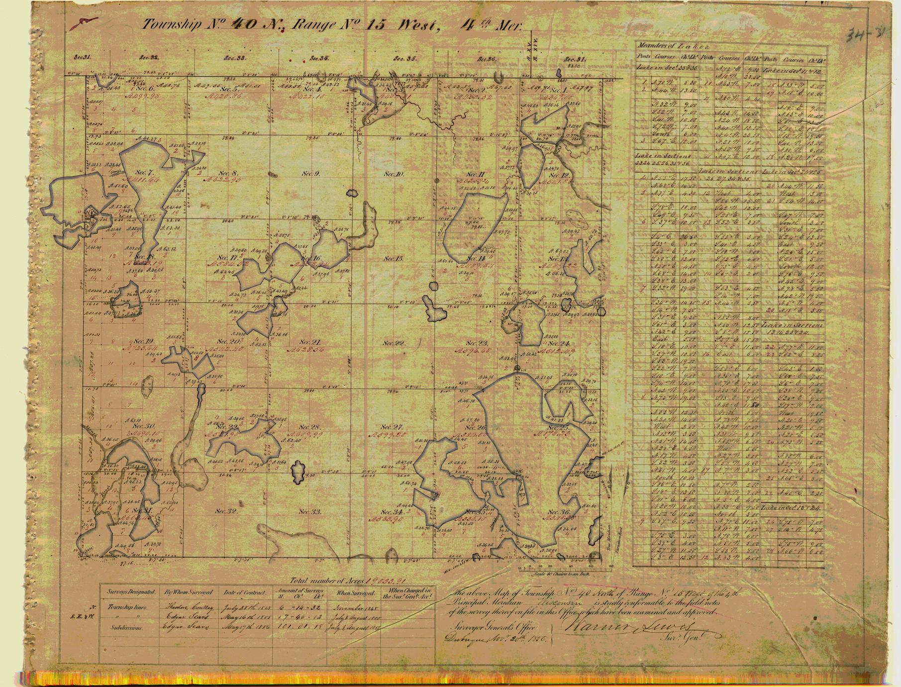 [Public Land Survey System map: Wisconsin Township 40 North, Range 15 West]