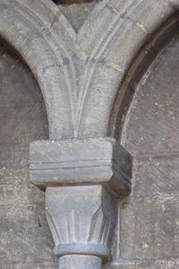 Peterborough Cathedral nave aisle interlacing arcade capital