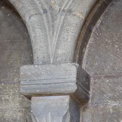 Peterborough Cathedral nave aisle interlacing arcade capital