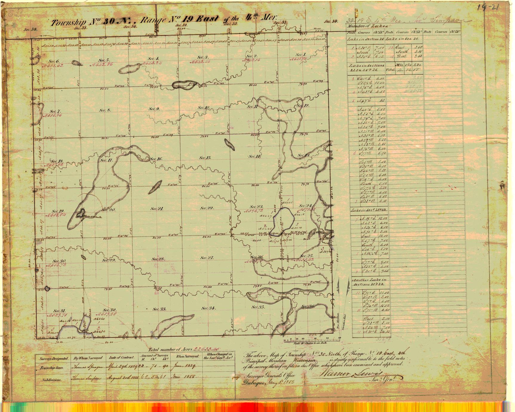 [Public Land Survey System map: Wisconsin Township 30 North, Range 19 East]