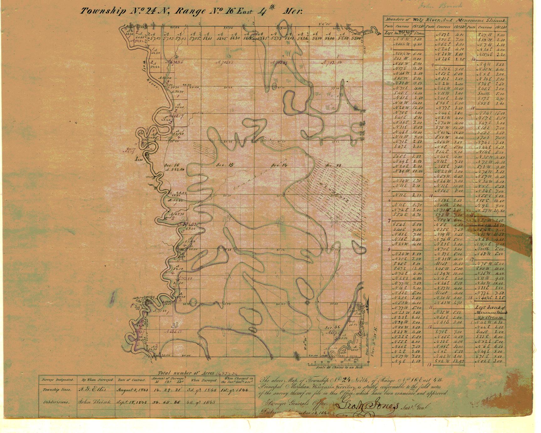 [Public Land Survey System map: Wisconsin Township 24 North, Range 16 East]