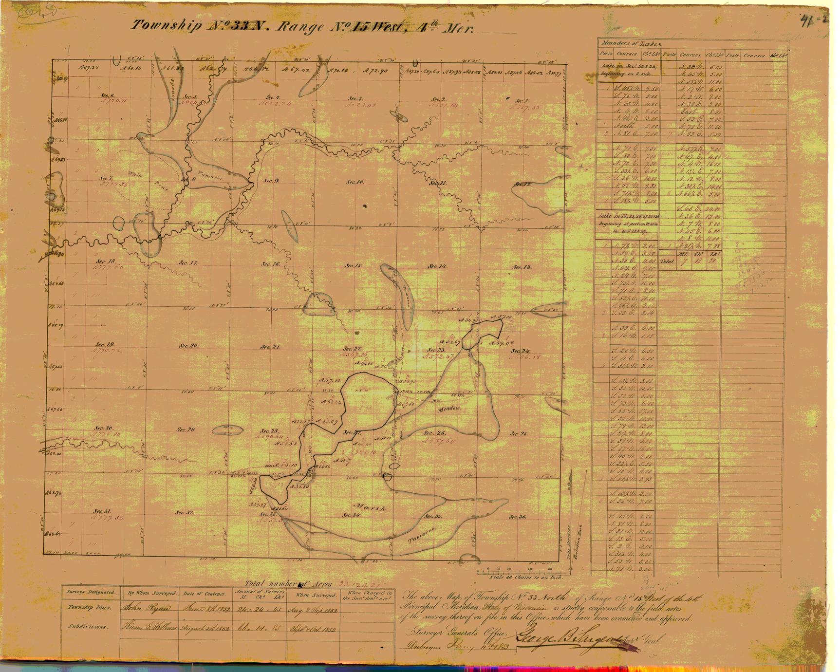 [Public Land Survey System map: Wisconsin Township 33 North, Range 15 West]