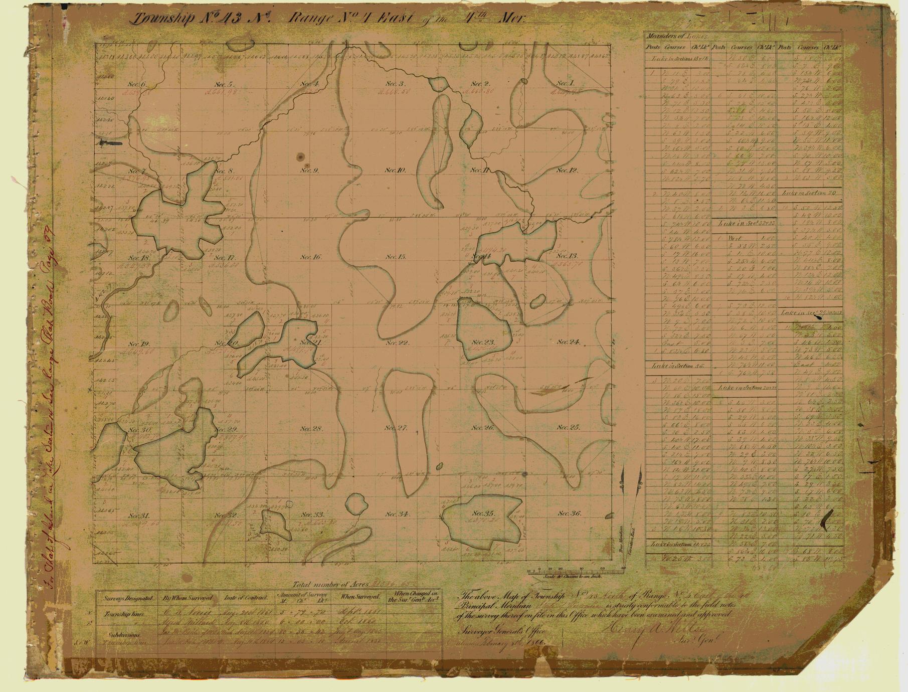 [Public Land Survey System map: Wisconsin Township 43 North, Range 04 East]