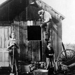 Shack repairs by Nina, Aldo, and Estella Leopold