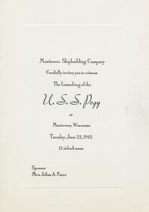 Invitation to the launching of the U.S.S. Pogy