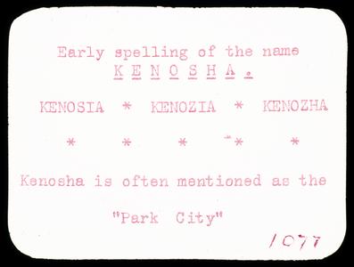 Kenosha - early spelling of the name