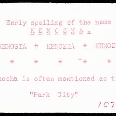 Kenosha - early spelling of the name