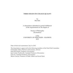 Three Essays on College Quality