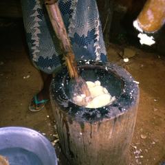 Pounded Yam in a Mortar