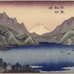 Lake Suwa in Shinano Province, no. 14 from the series Thirty-six Views of Mt. Fuji