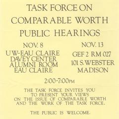 Wisconsin Task Force on Comparable Worth public hearings poster