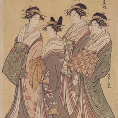 The Courtesans Kisegawa, Seyama, Wakana and Matsuyama of the Matsuba Establishment