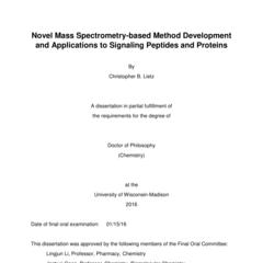 Novel Mass Spectrometry-based Method Development and Applications to Signaling Peptides and Proteins