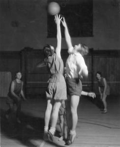 Women's basketball game action