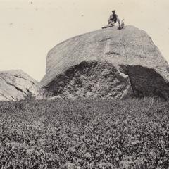 Durand on granite-porphyry boulder