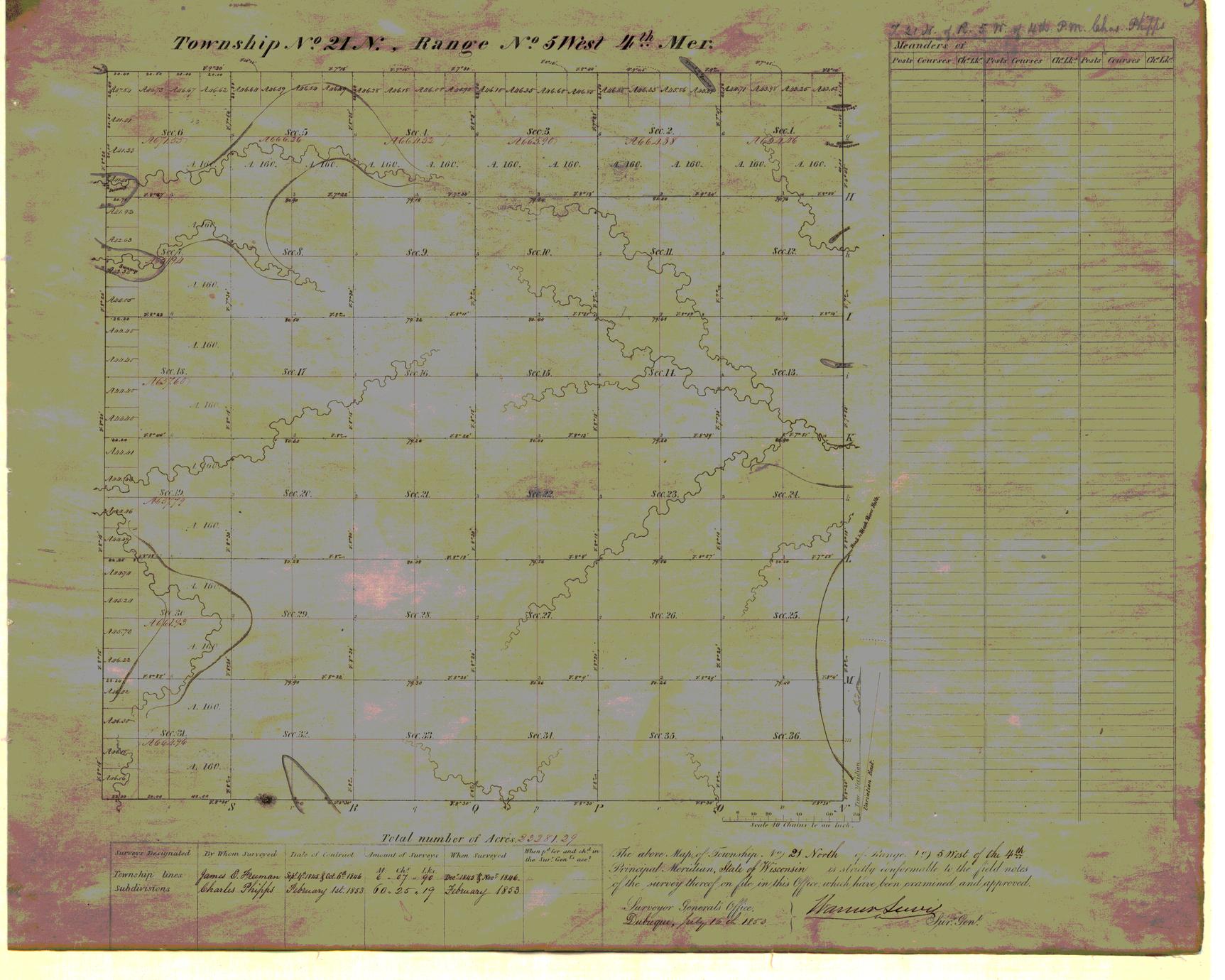 [Public Land Survey System map: Wisconsin Township 21 North, Range 05 West]