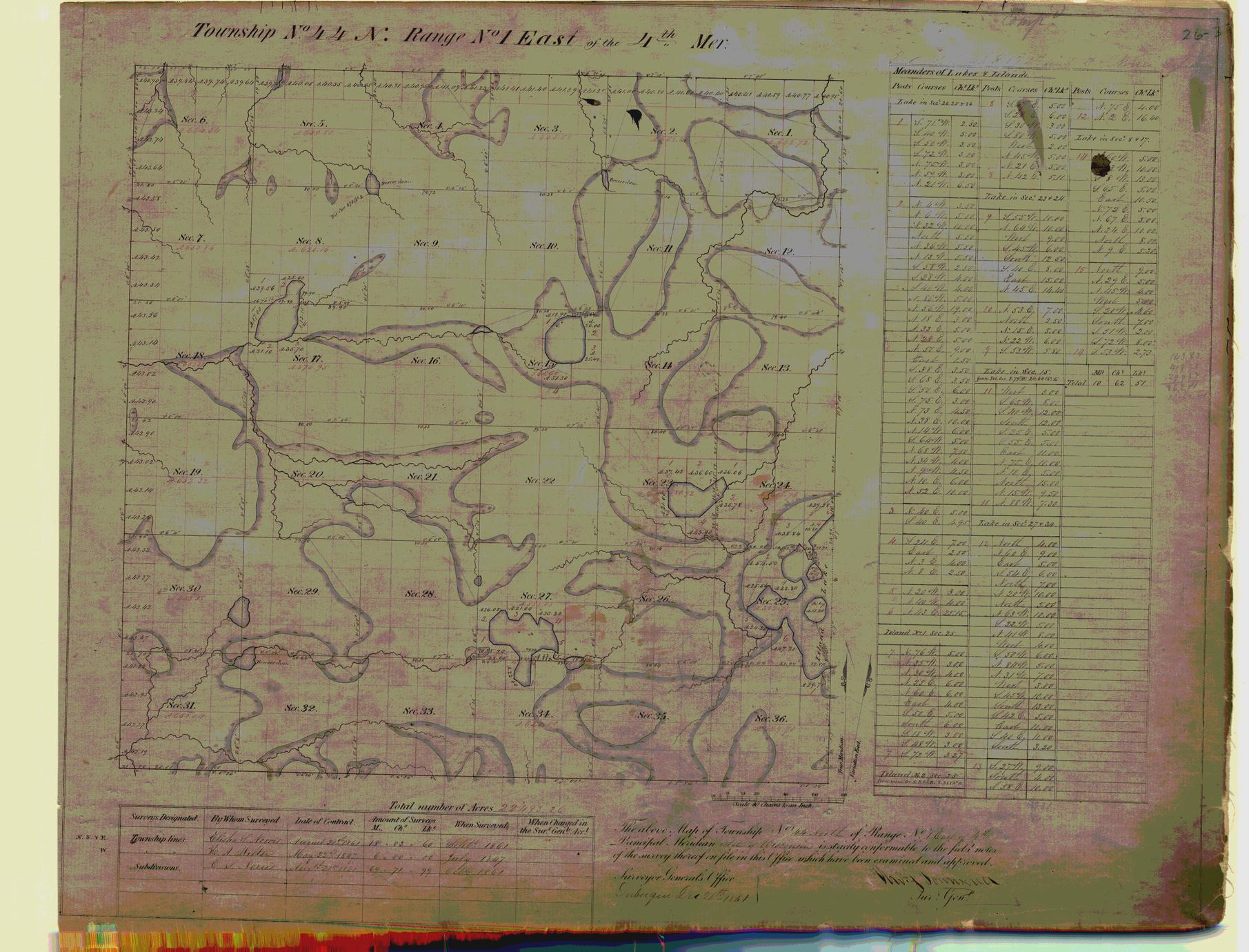 [Public Land Survey System map: Wisconsin Township 44 North, Range 01 East]