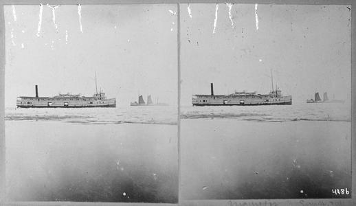 Photographic glass plate negative of the Manistee with the H.S. Pickands