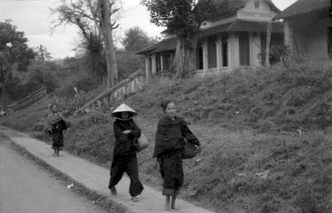 Vietnamese and Lao women on way to morning market