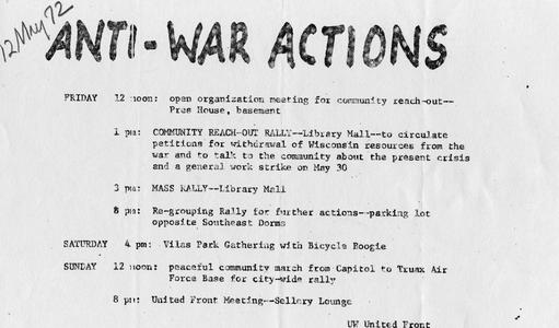 Anti-war actions flier