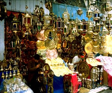 Brassware Stall in Medina Commercial District, Tunis
