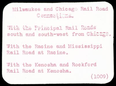Advertisement - Milwaukee and Chicago Rail Road